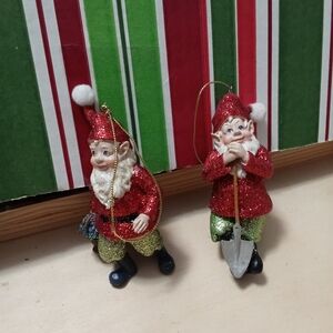 Festive Elf Ornaments in Red and Green